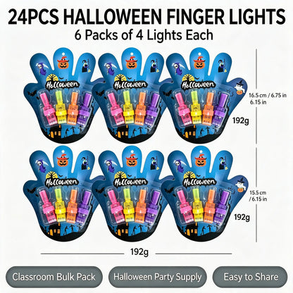 Halloween LED Projection Finger Lights 8pcs/16pcs/24pcs , Multi-Color Light Up Finger Projectors with Pumpkin, Ghost, Witch, Bat Cartoon Patterns, Halloween Trick or Treat Goodie Bag Fillers