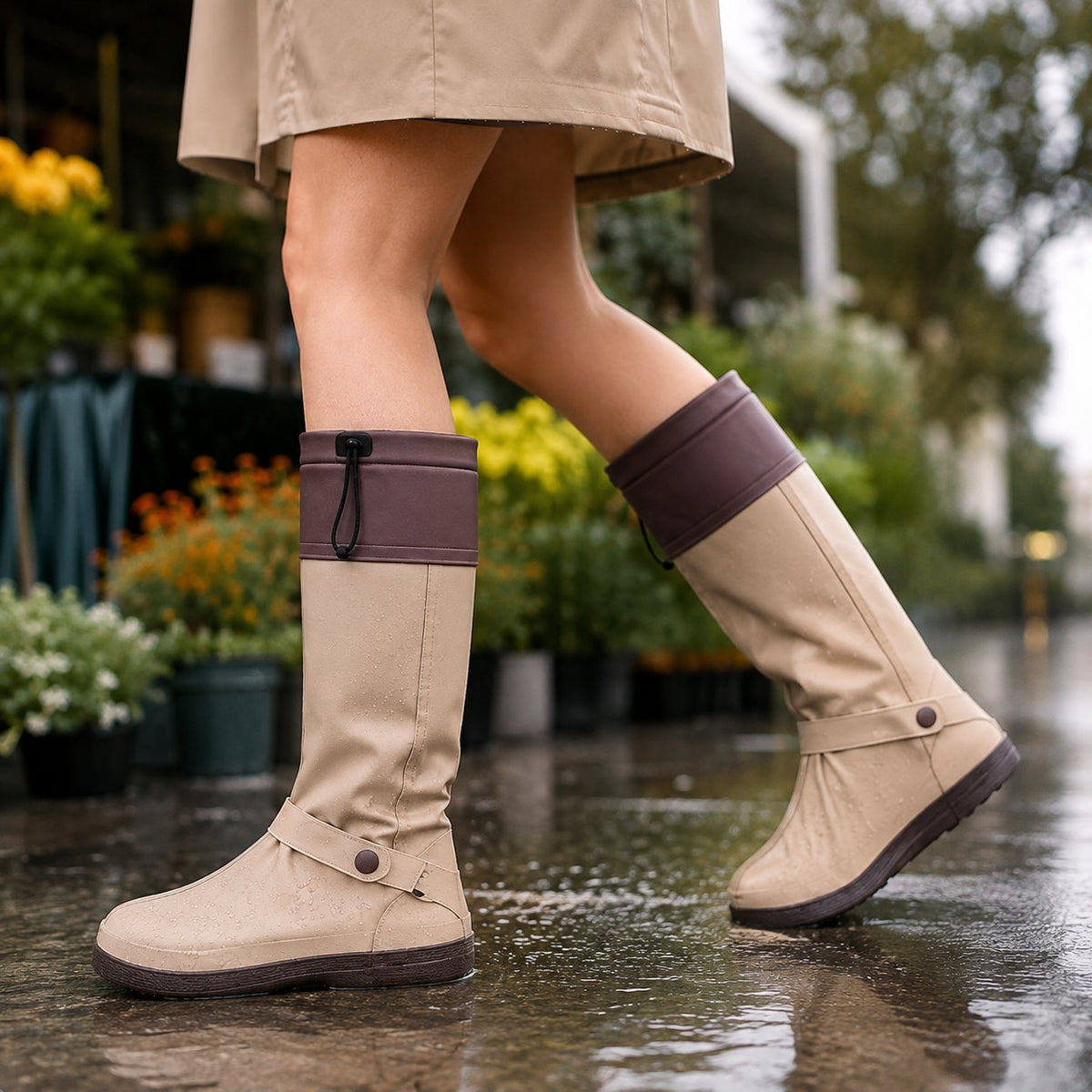 🔥🎁High‑Tube Foldable Waterproof Shoe Covers   Non‑Slip Dual‑Lock Rain Foot Protection for Daily Outdoor Commuting & Wet‑Weather Travel