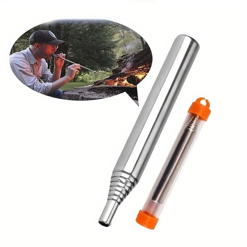 Telescopic Portable Blow Fire Tube - Collapsible High Effective Camping Equipment - Outdoor Cooking Hiking BBQ Fire Pipe