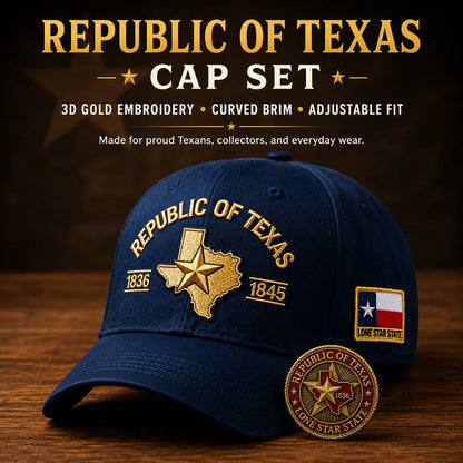 🔥Republic of Texas Embroidered Cap  🎁 Free Honor Coin With Every Cap Purchase