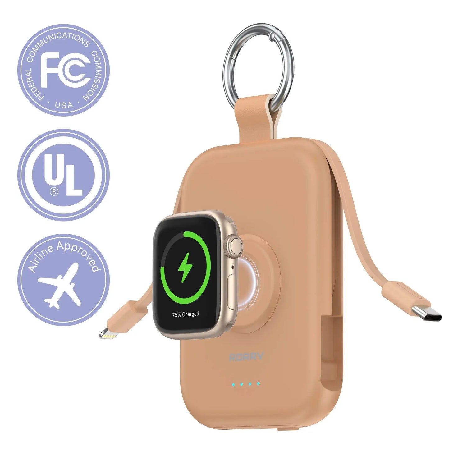 🔥5000mAh Portable Charger Power Bank with Built-in Cables Travel Keychain Battery Pack