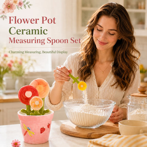 Flower Pot Ceramic Measuring Spoon Set