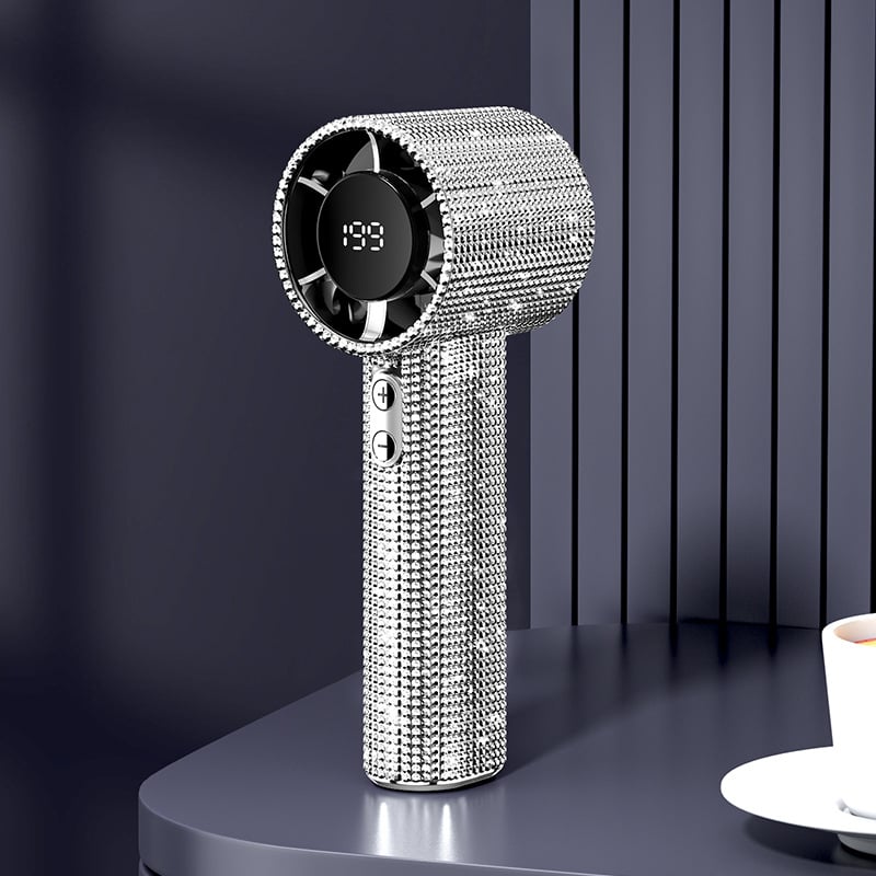 Full Diamond Luxury Craftsmanship Portable Handheld Turbo Fan