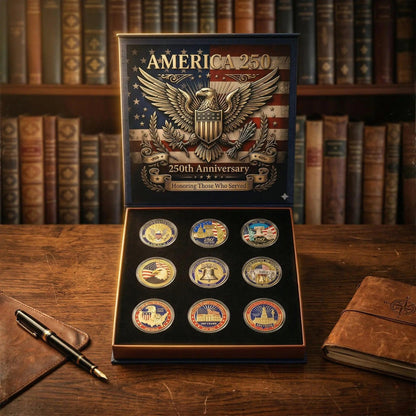 🎁🎉Only $27.5 This Week🌟🎉9-Coin 250th Anniversary Commemorative Coin Set
