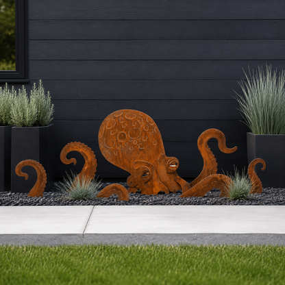 🔥Last Day 50% OFF🔥- 🐙Rust Patina Giant Squid Garden Sculpture