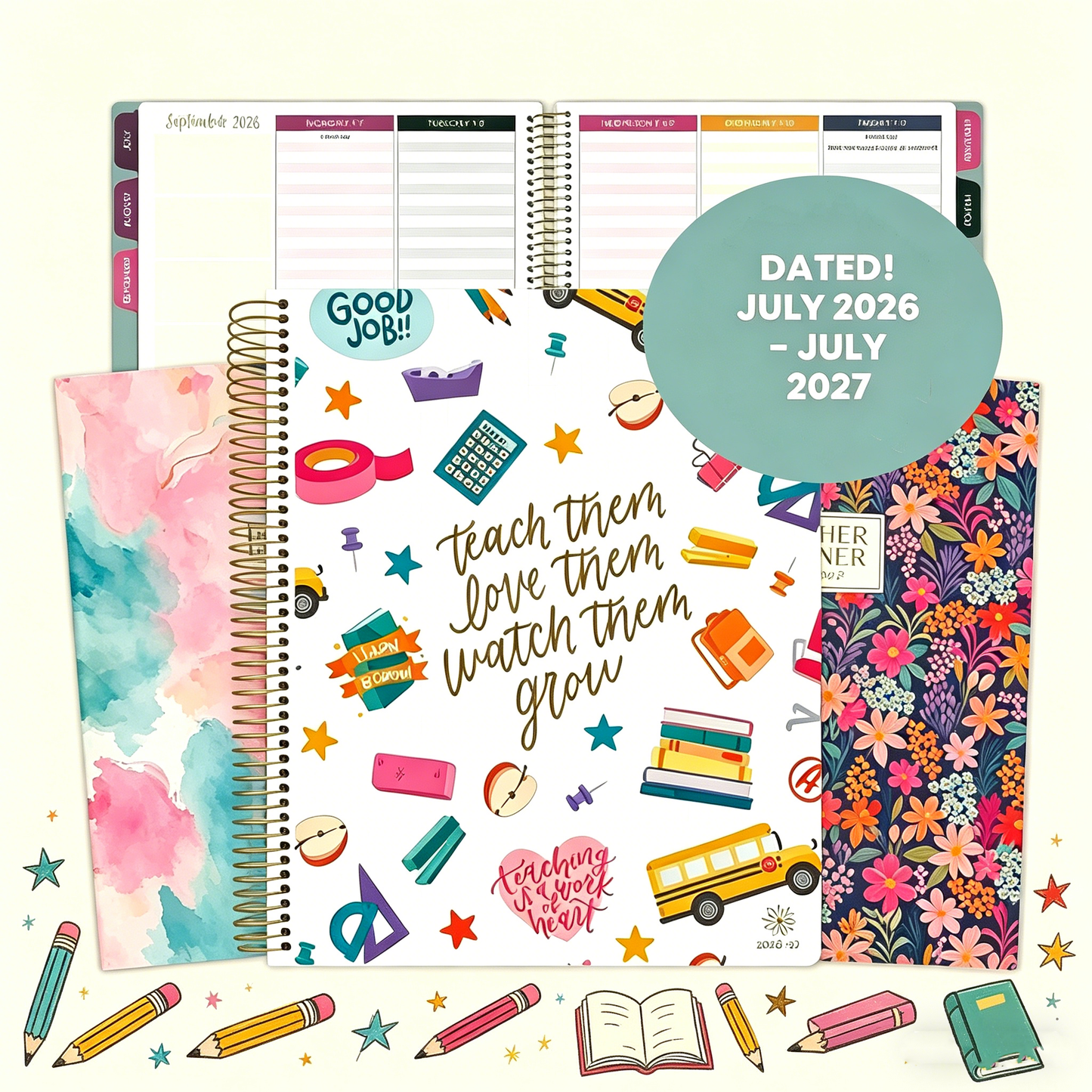 📚🧑‍🏫 2026-27 Teacher Planner | Interchangeable Cover (✨Hardcover)