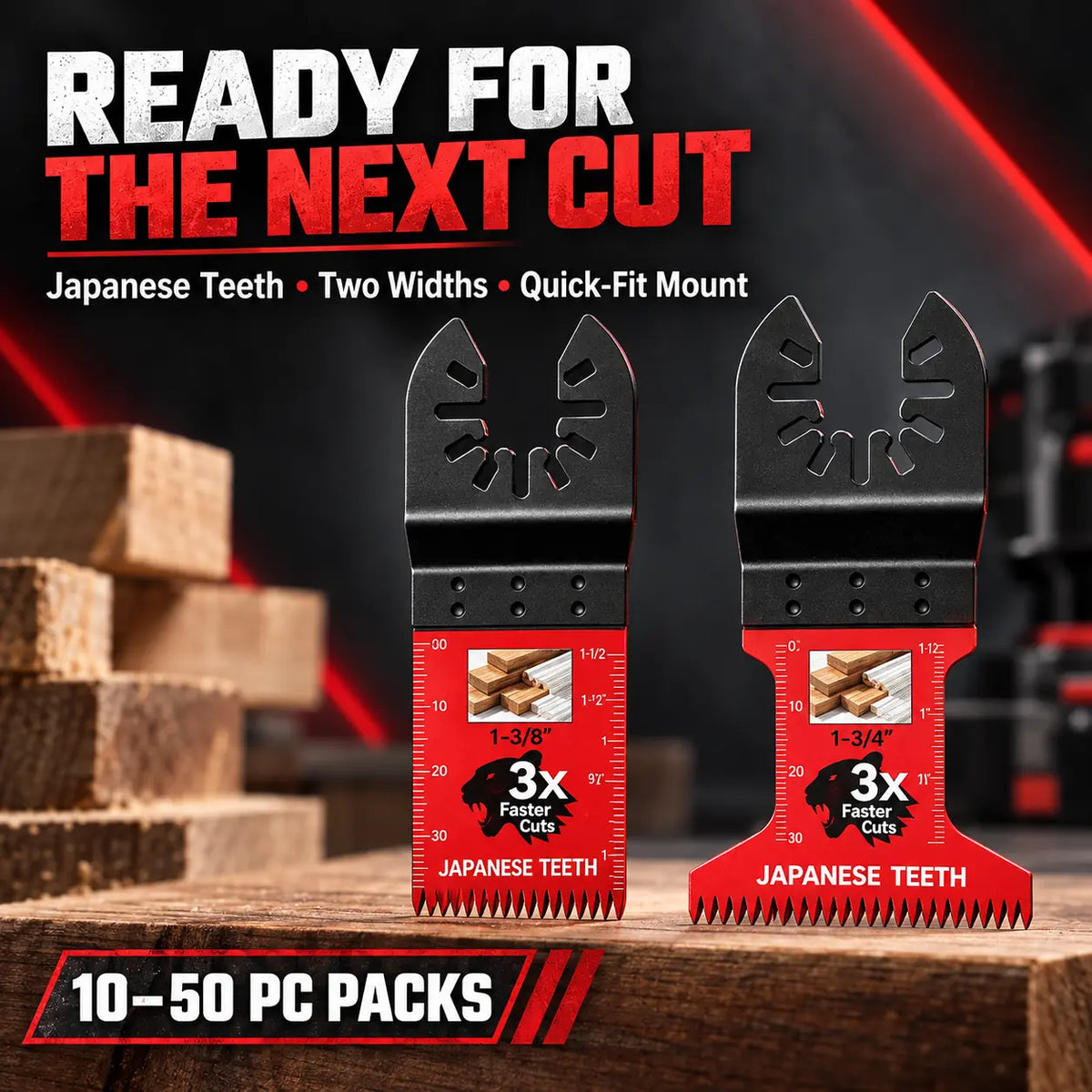 Japanese-Tooth Oscillating Multi-Tool Blades — Universal Quick-Fit
