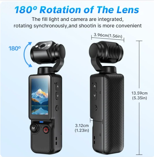 🎥 Upgraded Vlogging Camera – 180° Rotating Lens, Full-Body Video Recorder for Travel, Daily Life & Content Creation