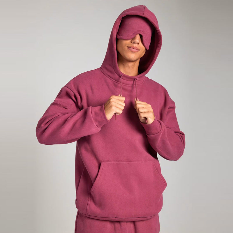 🌙 Travel Sweatshirt Hoodie with Built-in Sleep Mask