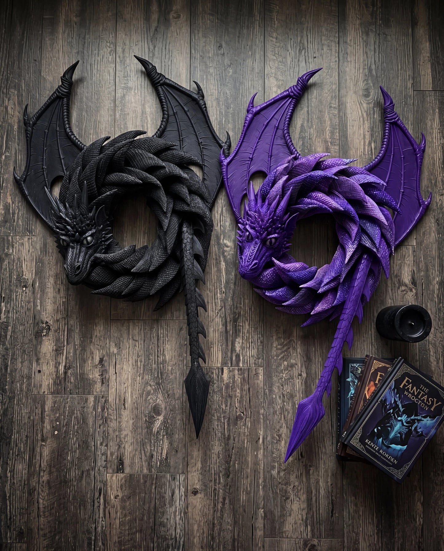 🐉 Gothic Dragon Wreath Front Door Decor