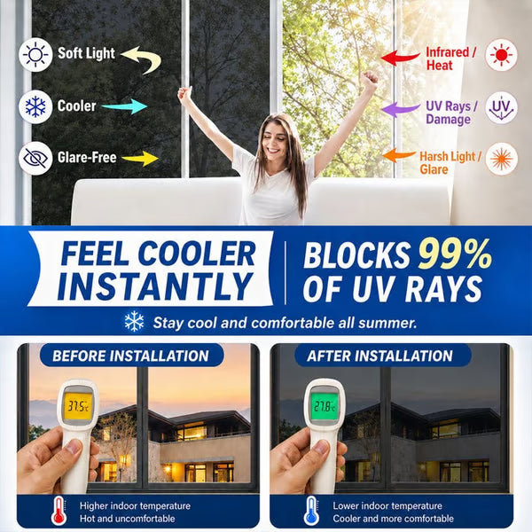 ☀️ One-Way Mirror Window Film – Heat Control & UV Protection