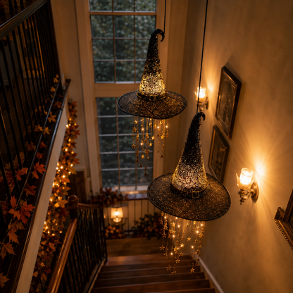 Lighted Witch Hat Hanging Chime