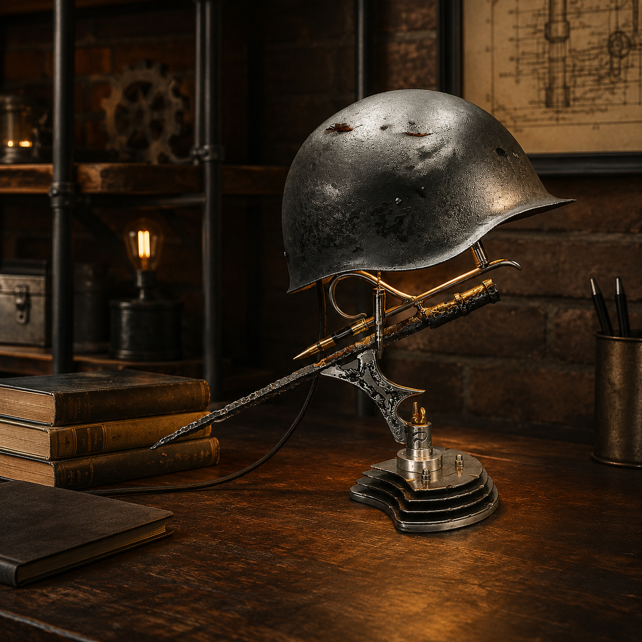 🪖 War Relic Vintage Helmet Table Lamp🎁
