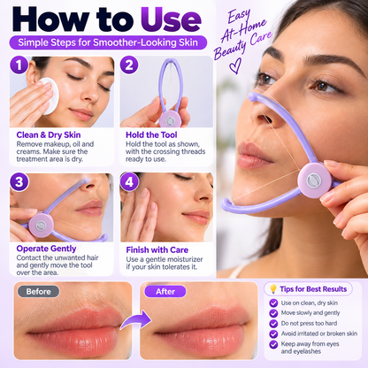 ✨ Facial Threading Hair Remover – Easy At-Home Peach Fuzz & Upper Lip Hair Removal
