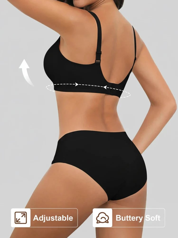 Wireless Seamless Deep-V Push-Up Bra