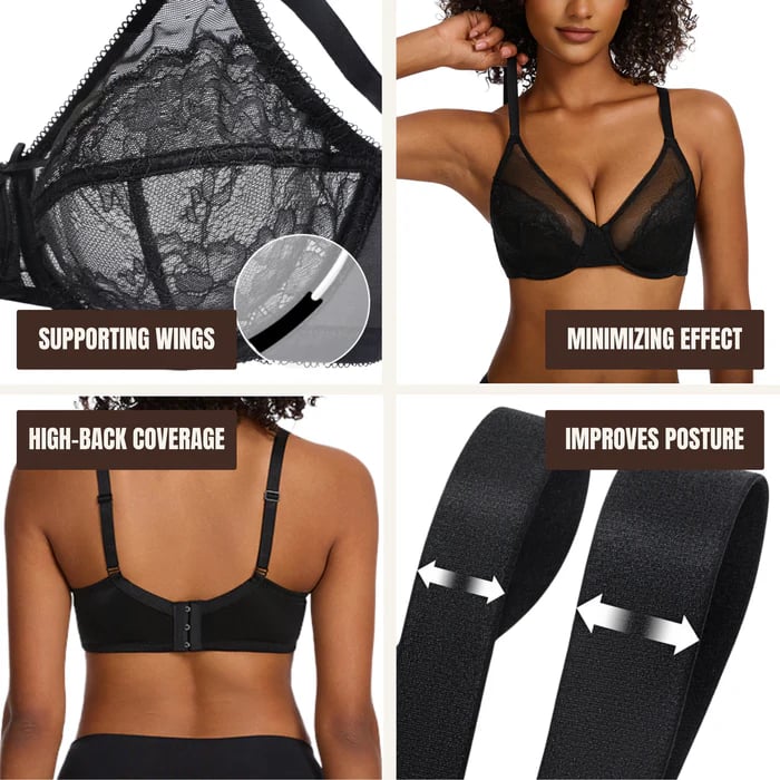 🔥2025 HOT SALE-49% OFF🔥 Floral Lace Plus Size Underwire Unlined Unpadded Full Coverage Bra