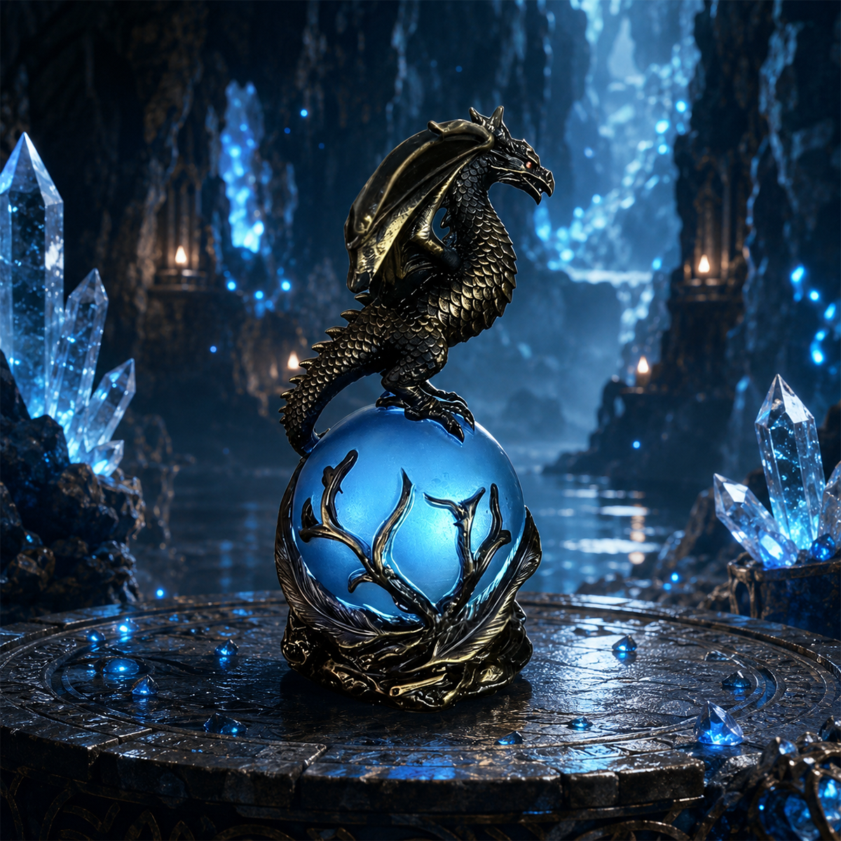 🔮Gothic Dragon LED Crystal Ball Lamp for Dark Aesthetic Decor🐉