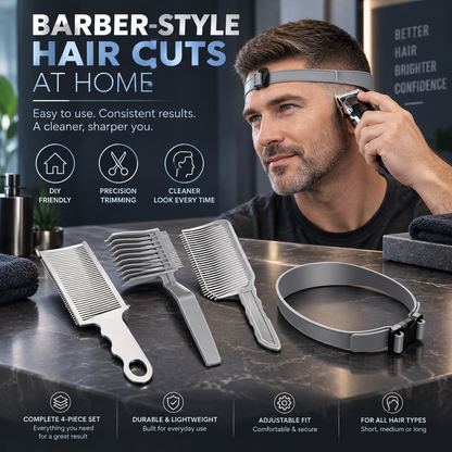 4-Piece Hair Clipper Guide Comb Set – Universal Fit, Professional Barber Combs, DIY Home Haircut Kit
