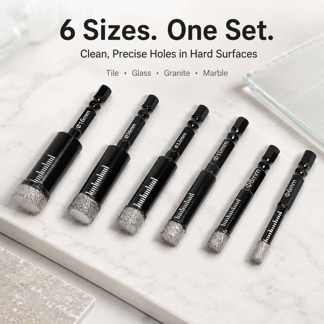 6 Pcs Diamond Drill Bits Set