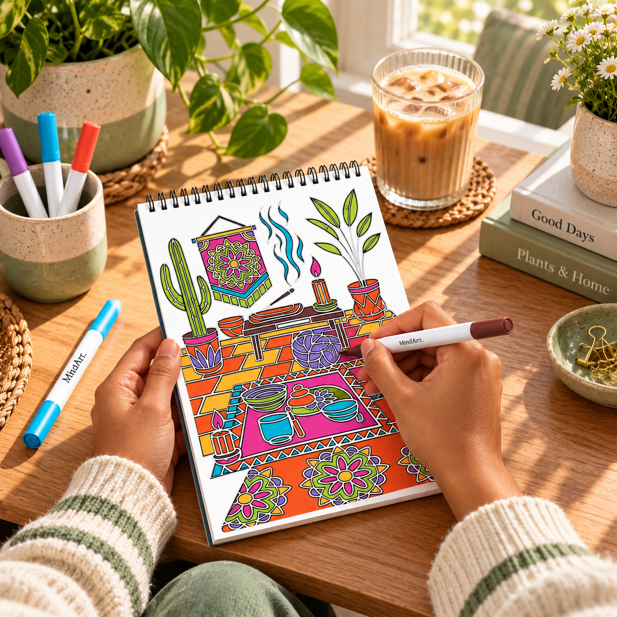 🥳2026 HOT SALE🥳💞50K+ SOLD! 🥚 🌿Trace-By-Groove Guided Flow Art Coloring Pad with Double-Sided Markers 🎨