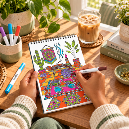 🥳2026 HOT SALE🥳💞50K+ SOLD! 🥚 🌿Trace-By-Groove Guided Flow Art Coloring Pad with Double-Sided Markers 🎨