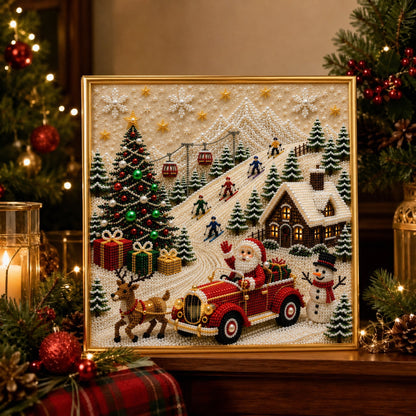 🔥HOT SALE🔥🎄🎅 Premium 3D Pearl Christmas Wall Art Kit | Luxury Flocked Canvas with Scratch-Resistant Non-Fading Pearl Beads DIY Holiday Decor ⛄️❄️