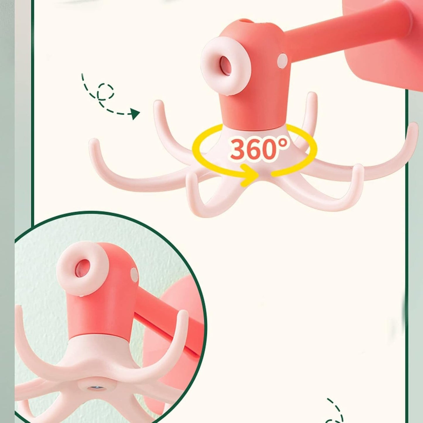 🪝Drill-free 360° rotating octopus hook🐙