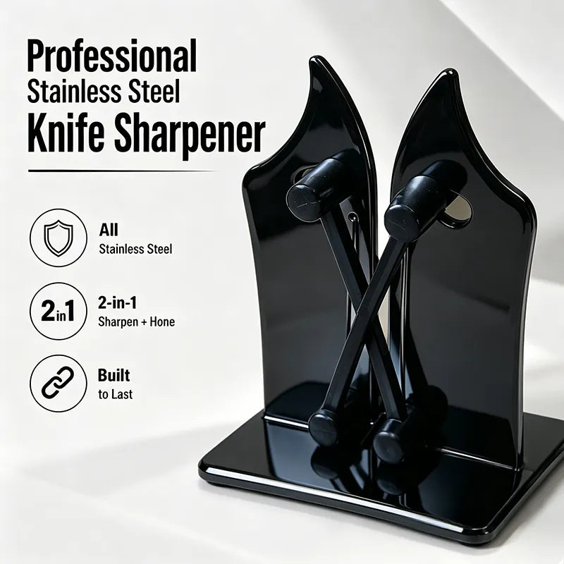 Professional Stainless Steel Knife Sharpener – Fast Sharpening for Smooth, Wavy & Micro-Tooth Blades, Adjustable 16°-32°