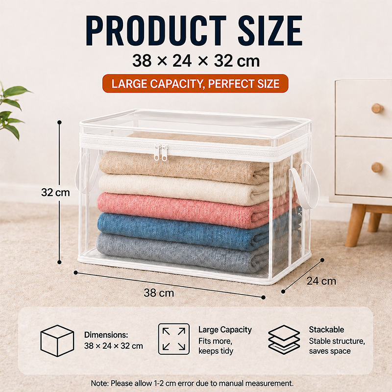 🔥Last Day 49% OFF📦Portable Large Heavy-Duty Thick Plastic Clear Storage Box with Hinged Lid | Home, Travel & Camping