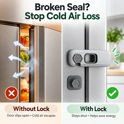 5-Pack Refrigerator Door Lock – No-Drill Adhesive Safety Latch, Child Proof, Fixes Broken Fridge Seal