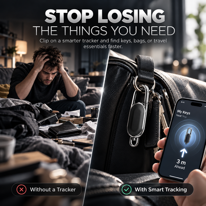 ✨ GPS Key Finder for Apple Find My – Stainless Steel Carabiner Keychain, Waterproof & 4-Month Battery, Global Locator Tracker