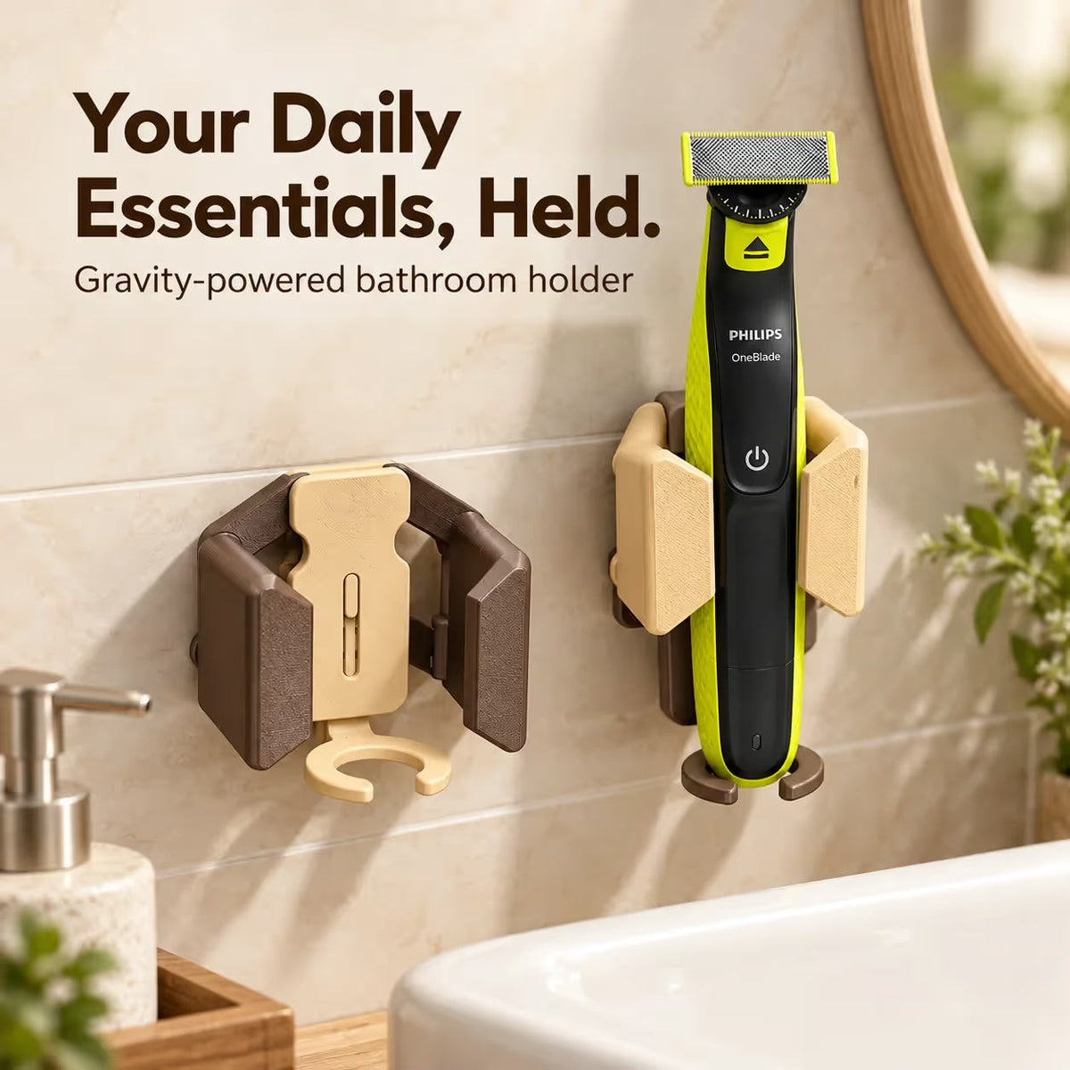 🪥 Gravity-Grip Wall Mount Toothbrush Holder | Drill-Free Bathroom Organizer🧼