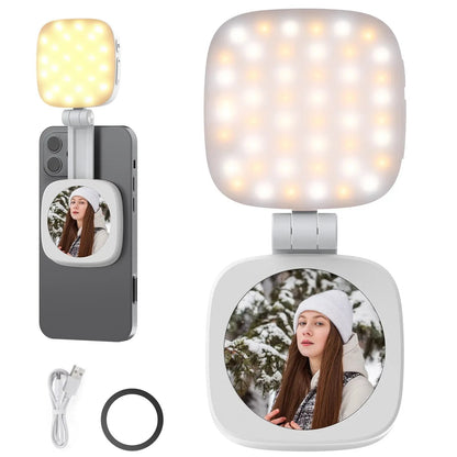 💖Magnetic Selfie Light for MagSafe iPhone – Foldable LED Ring Light with Mirror & Stand 📱💡