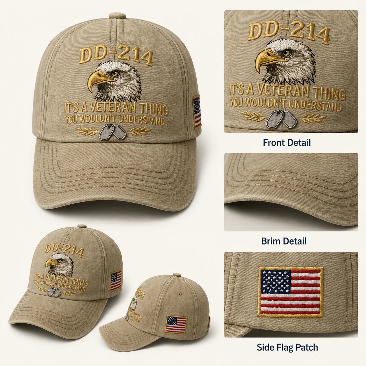DD-214 Veteran 3D Embroidered Cap - “IT'S A VETERAN THING YOU WOULDN'T UNDERSTAND”🎁