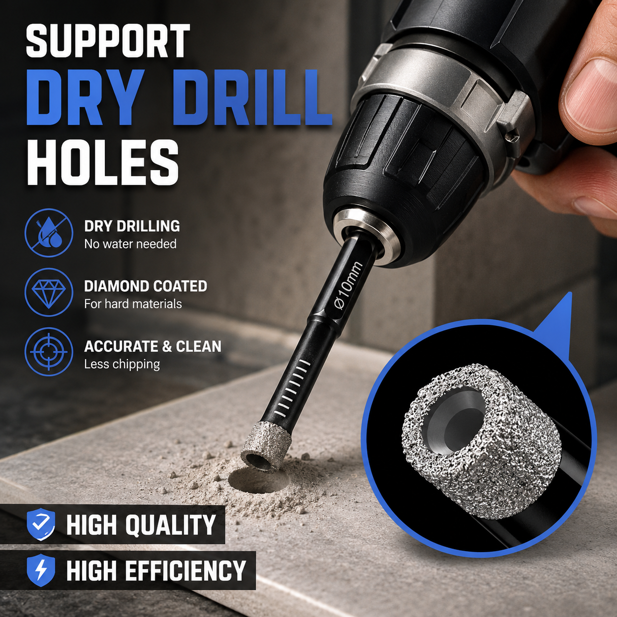 6 Pcs Diamond Drill Bits Set