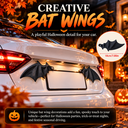 ✨ Easy-Install Bat Wing Plate Decor – Whimsical Halloween Auto Ornament, Durable & Eye-Catching for Cars & Trucks