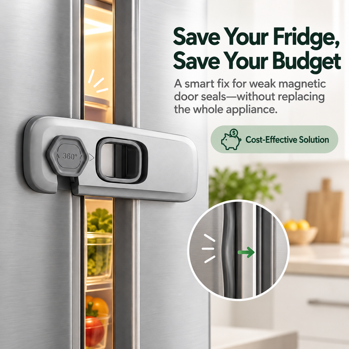 5-Pack Refrigerator Door Lock – No-Drill Adhesive Safety Latch, Child Proof, Fixes Broken Fridge Seal