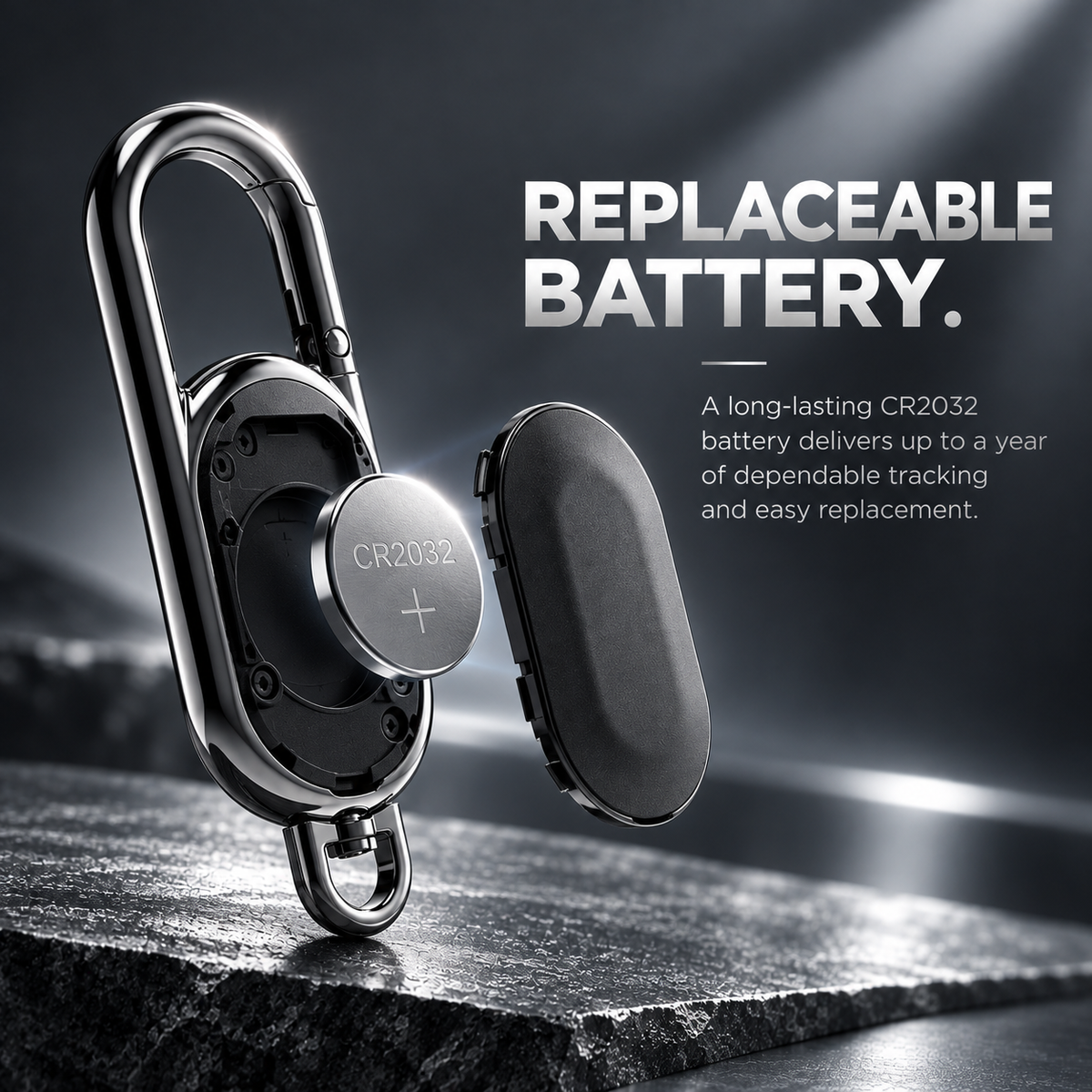 ✨ GPS Key Finder for Apple Find My – Stainless Steel Carabiner Keychain, Waterproof & 4-Month Battery, Global Locator Tracker