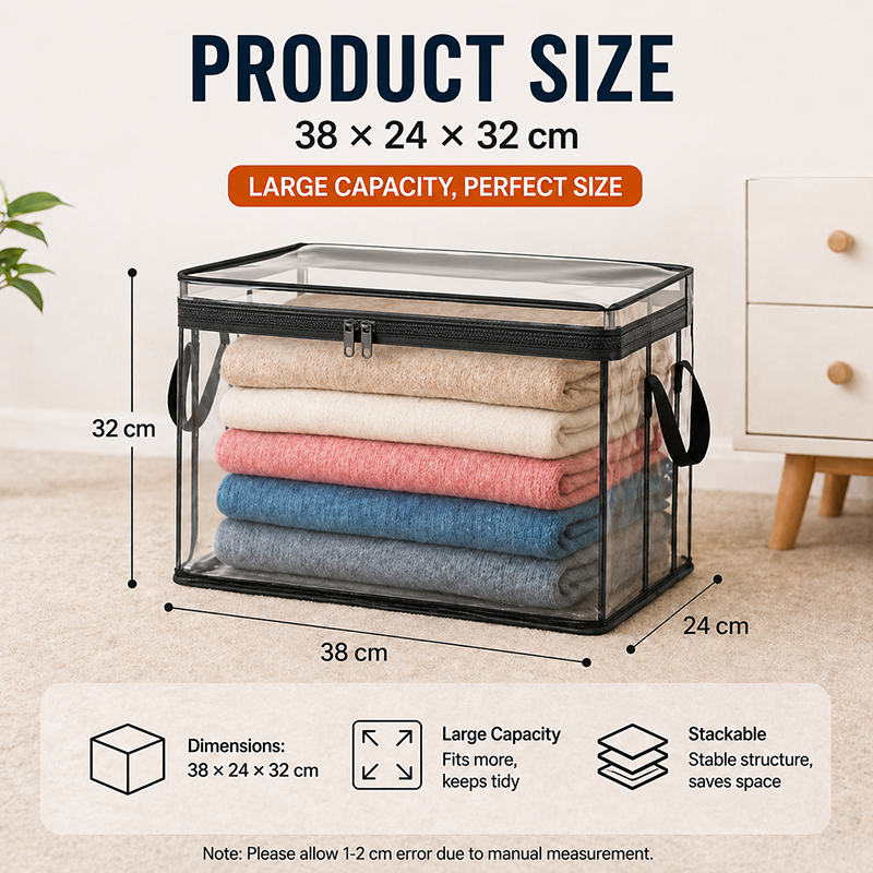 🔥Last Day 49% OFF📦Portable Large Heavy-Duty Thick Plastic Clear Storage Box with Hinged Lid | Home, Travel & Camping