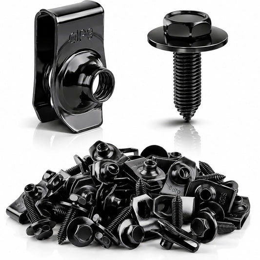 ⚙️ 40PCS 1/4'' Body Bolts & U-Nut Clips Kit, Universal Automotive Fender Bumper Splash Shield Fastener Retainer Set