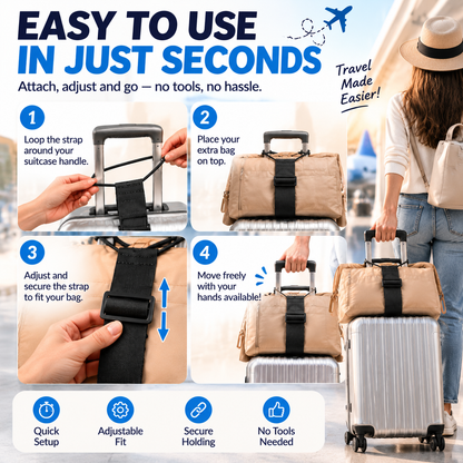 ✈️2-Pack Hands-Free Travel Luggage Strap – Carry More, Stress Less