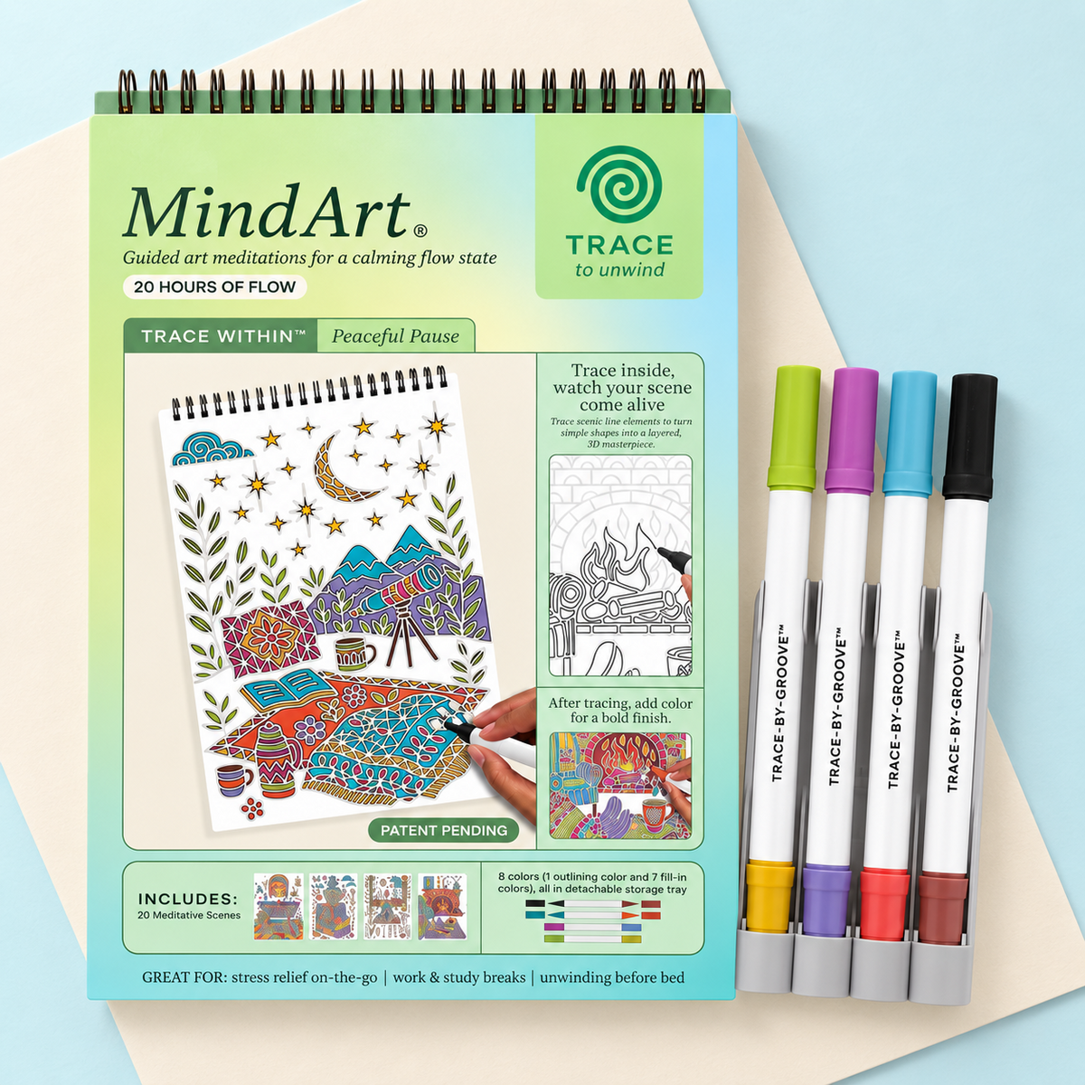 🥳2026 HOT SALE🥳💞50K+ SOLD! 🥚 🌿Trace-By-Groove Guided Flow Art Coloring Pad with Double-Sided Markers 🎨