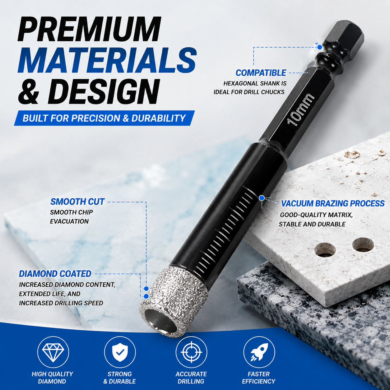 6 Pcs Diamond Drill Bits Set