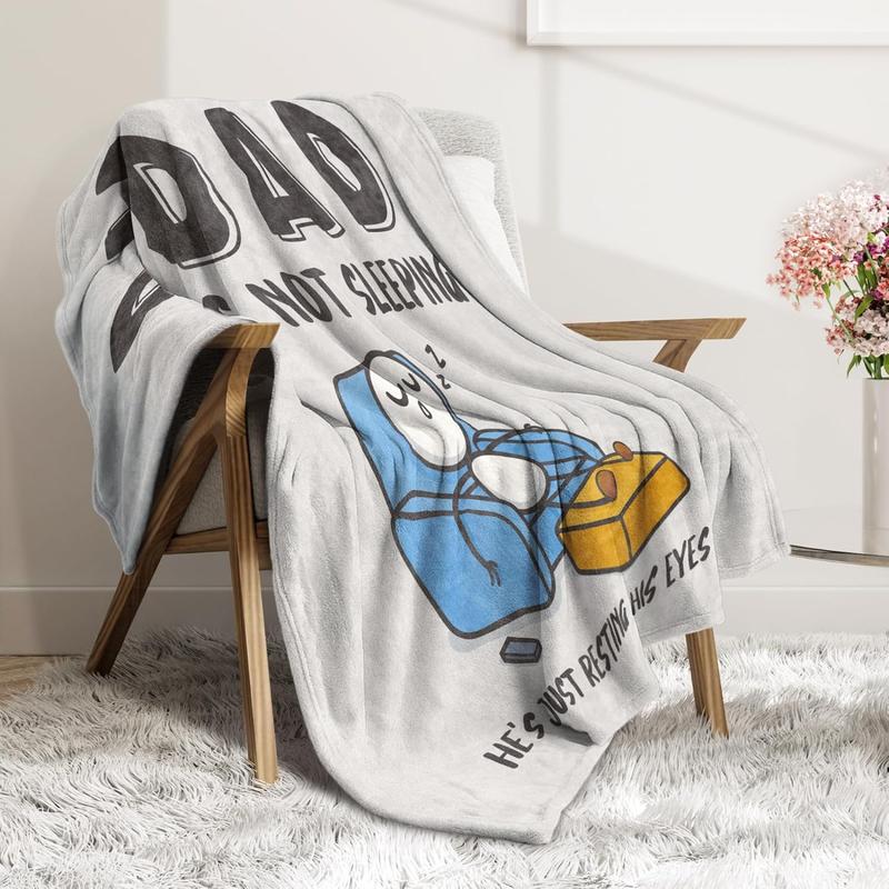 Funny Birthday Gift for Dad Husband, Dad Is Not Sleeping Flannel Blanket