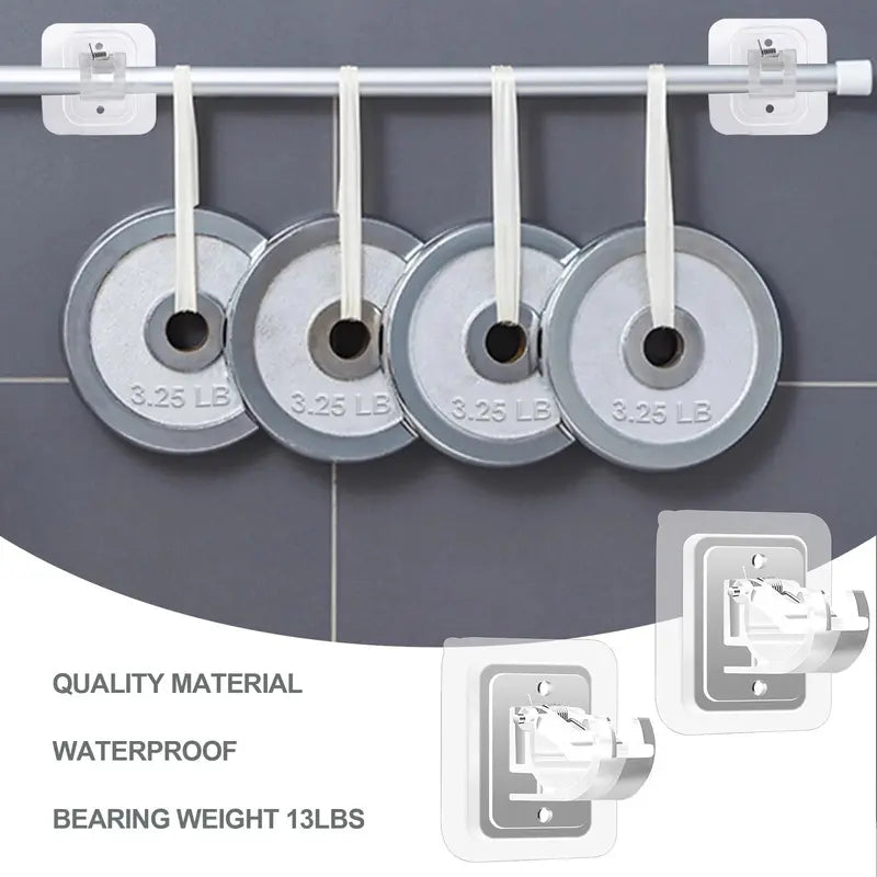 8PCS No-Drill Self-Adhesive Curtain Rod Brackets – Heavy Duty Wall Hooks for Curtain Rods, Damage-Free Installation