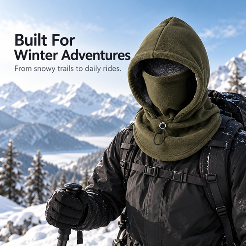 🥶 Fleece Balaclava Hood – Full Face & Neck Winter Protection for Outdoor Adventures
