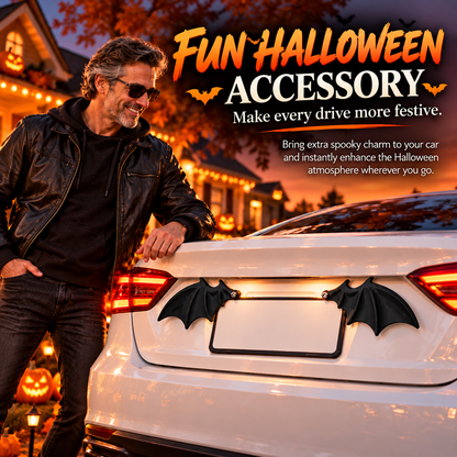 ✨ Easy-Install Bat Wing Plate Decor – Whimsical Halloween Auto Ornament, Durable & Eye-Catching for Cars & Trucks