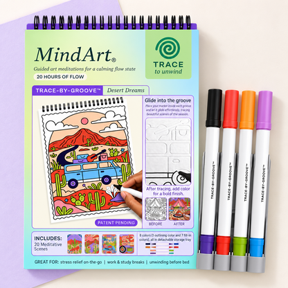 🥳2026 HOT SALE🥳💞50K+ SOLD! 🥚 🌿Trace-By-Groove Guided Flow Art Coloring Pad with Double-Sided Markers 🎨
