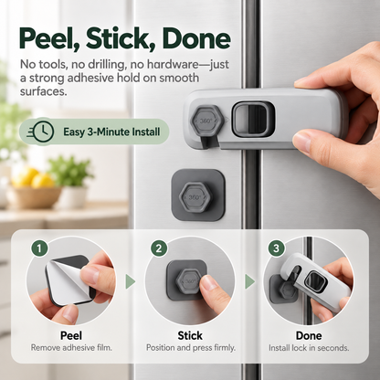 5-Pack Refrigerator Door Lock – No-Drill Adhesive Safety Latch, Child Proof, Fixes Broken Fridge Seal