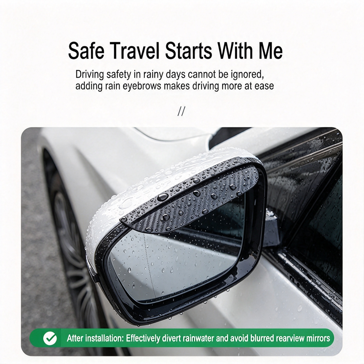 🔥 HOT SALE 49% OFF ☂️2 Pack Carbon Fiber Rain Eyebrow — Clear Rearview Mirror in Rain